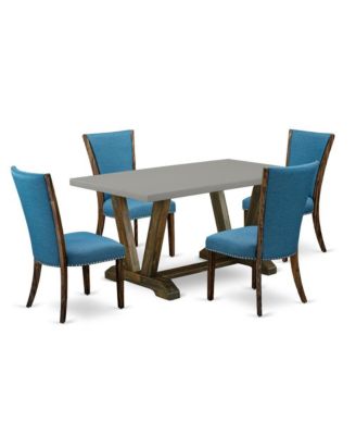 5-Piece Dining Table Set with Parsons Chairs and Rectangular Table