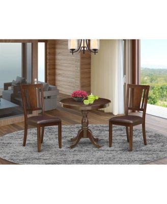 3 Piece Mahogany Faux Leather Modern Dining Table Set