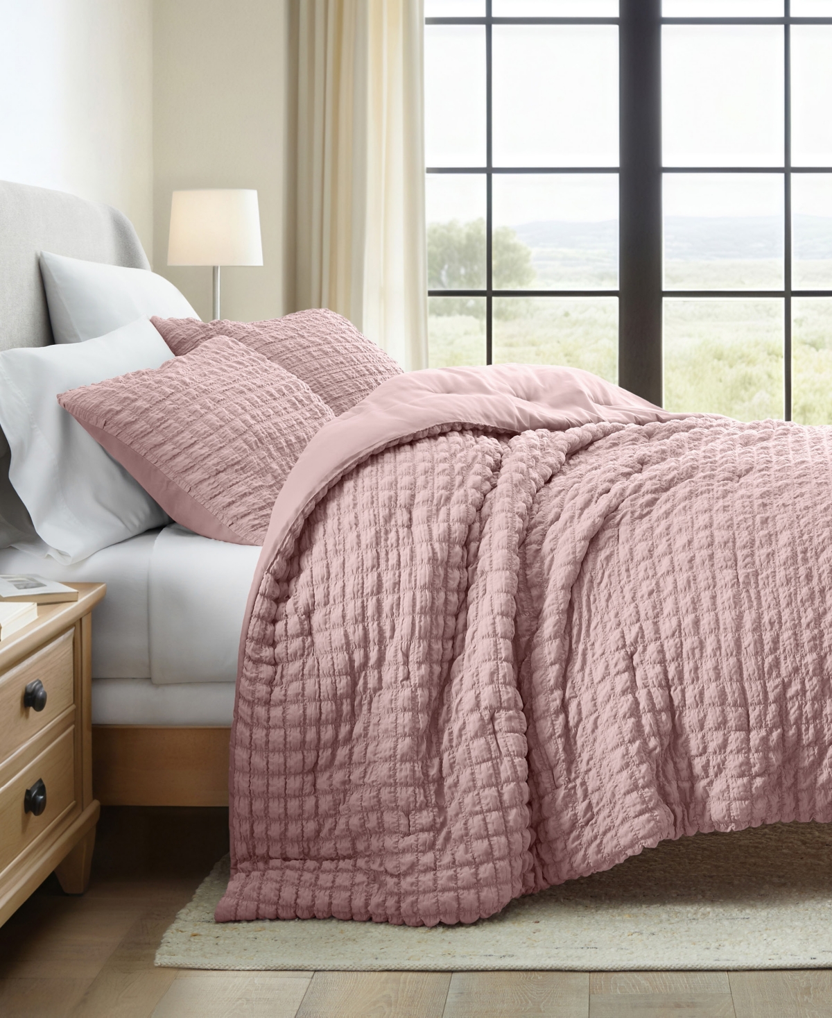 Ienjoy Home Textured Seersucker Box 3-pc. Comforter Set, King/ California King In Pink