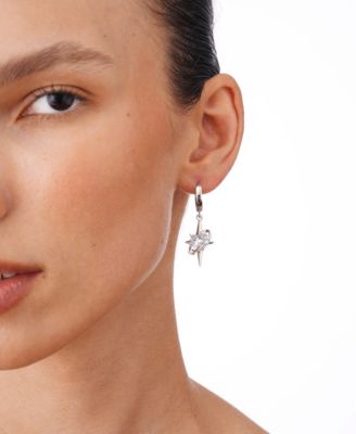 Huggie Earrings With Pearl Sparkle Charm 1.3"