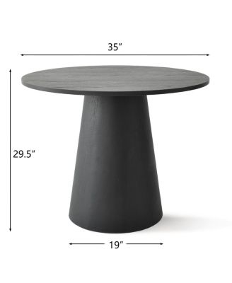 3-Piece durable MDF 35" Round Dining Table Set with 2 Stylish Chairs Cozy Dining set