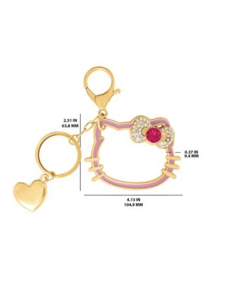 Sanrio Hello Kitty Gold Outline Keychain with Red Bow and Heart