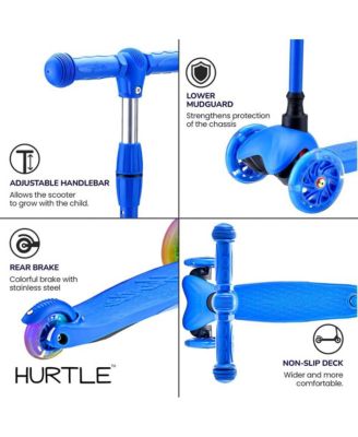 Lightweight and Adjustable Mini Kickboard  Scooter with LED Light Wheel for Kids (Blue)