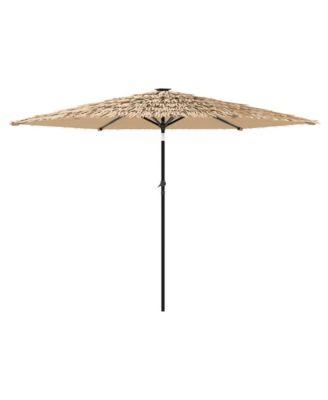 Garden Parasol Brown Polyester Large Foldable Garden Parasol