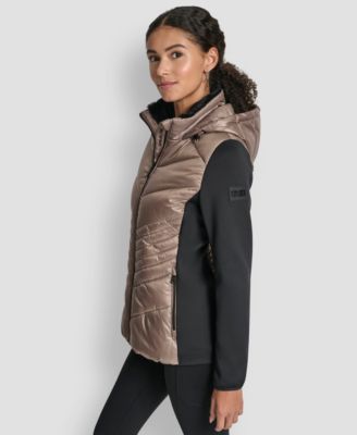 Women's Chevron Quilt Scuba Mix Collar Jacket