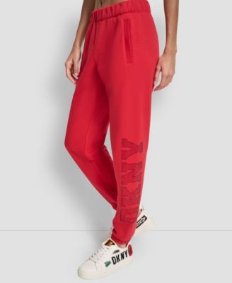 Women's Exploded Rhinestone Varsity Logo High Rise Relaxed Jogger