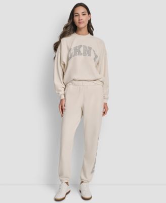 Women's Exploded Rhinestone Varsity Logo High Rise Relaxed Jogger