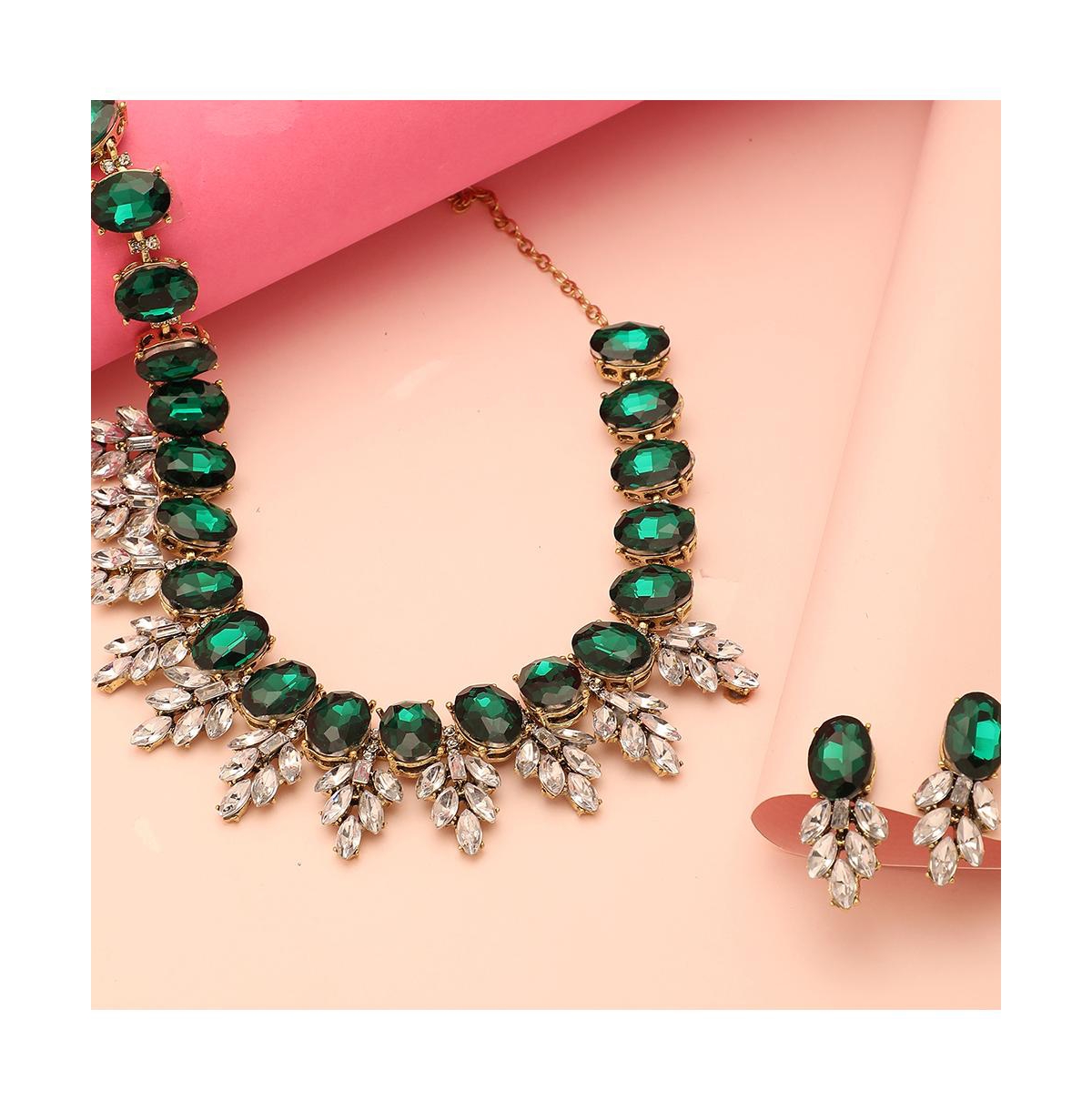 Sohi Women's Gold Plated Designer Stone Jewellery Set