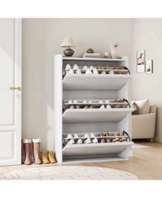 Shoe Cabinet with 3 Flip Drawers, Modern Shoe Rack Storage Organizer with 3-Tier Adjustable Shelves,Shoe Cabinet for Entryway, Living Room