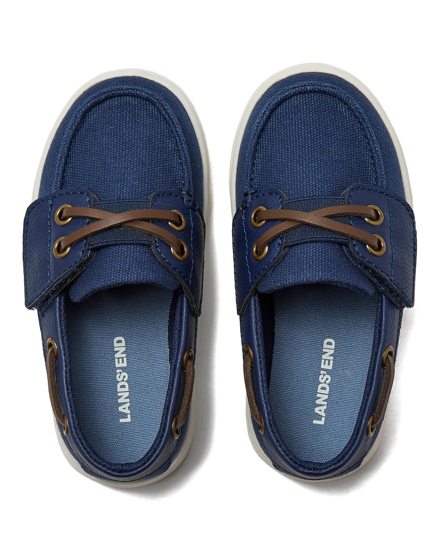 Обувь Lands' End Canvas Easy On Boat Shoes для девочек, цвет: Морской тёмно-синий — фото 1