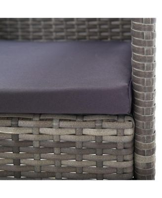 Patio Chairs with Dark Gray Cushions 2 pcs Gray Poly Rattan