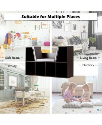 6 Cubby Kid Storage Cabinet Cushioned Bookcase Multi-Purpose Reading Shelf