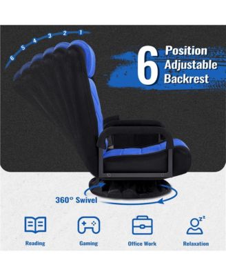 Reclining Swivel Floor Gaming Chair Black/ Red