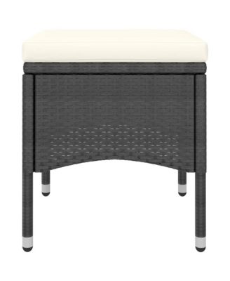 4 Piece Patio Chair and Stool Set Poly Rattan Black