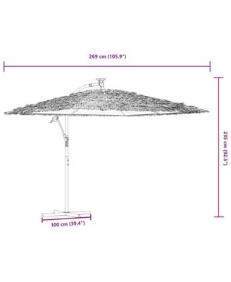 Garden Parasol Brown Polyester Large Collapsible Garden Parasol