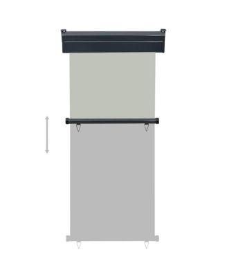 Balcony Side Awning Grey Steel, Aluminum, Polyester 33.5 x 98.4 in