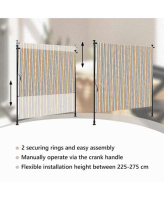 Outdoor Roller Blind Yellow and White Steel, Polyester
