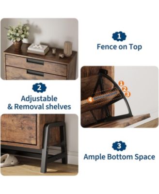 Shoe Storage Organizer with 2 Flip Drawers and 1 Drawer, Shoe Storage Organizer with 3-Tier Adjustable Shelves for Entryway, Living Room