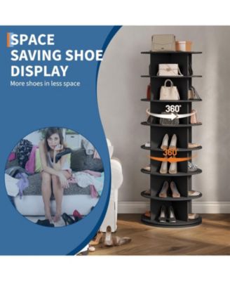 7 Tier Rotating Shoe Rack Tower,360°Revolving Free Standing Spinning Organizer,Vertical Spinning Shoes Display,Rotate Shoes Closet Organization