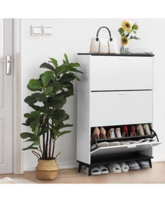 Shoe Cabinet, Shoe Storage Cabinet with 3 Flip Drawers, 47 in Tall Freestanding Shoes Organizer with Legs,Shoe Cabinet for Entryway, Hallway