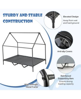 52'' Elevated Dog House for Small Breeds Large Pet House w/ Ventilated Windows