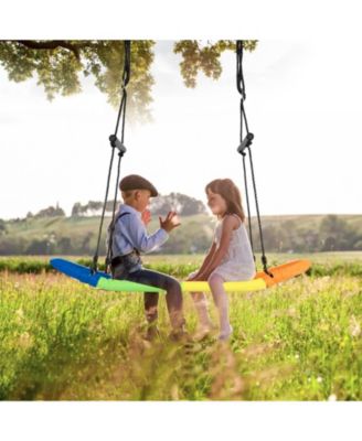 Saucer Tree Swing Surf Kids Outdoor Adjustable Oval Platform Set with Handle-Color