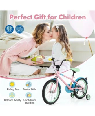 Kids Bike with Adjustable Handlebar and Saddle Pink-18 Inches