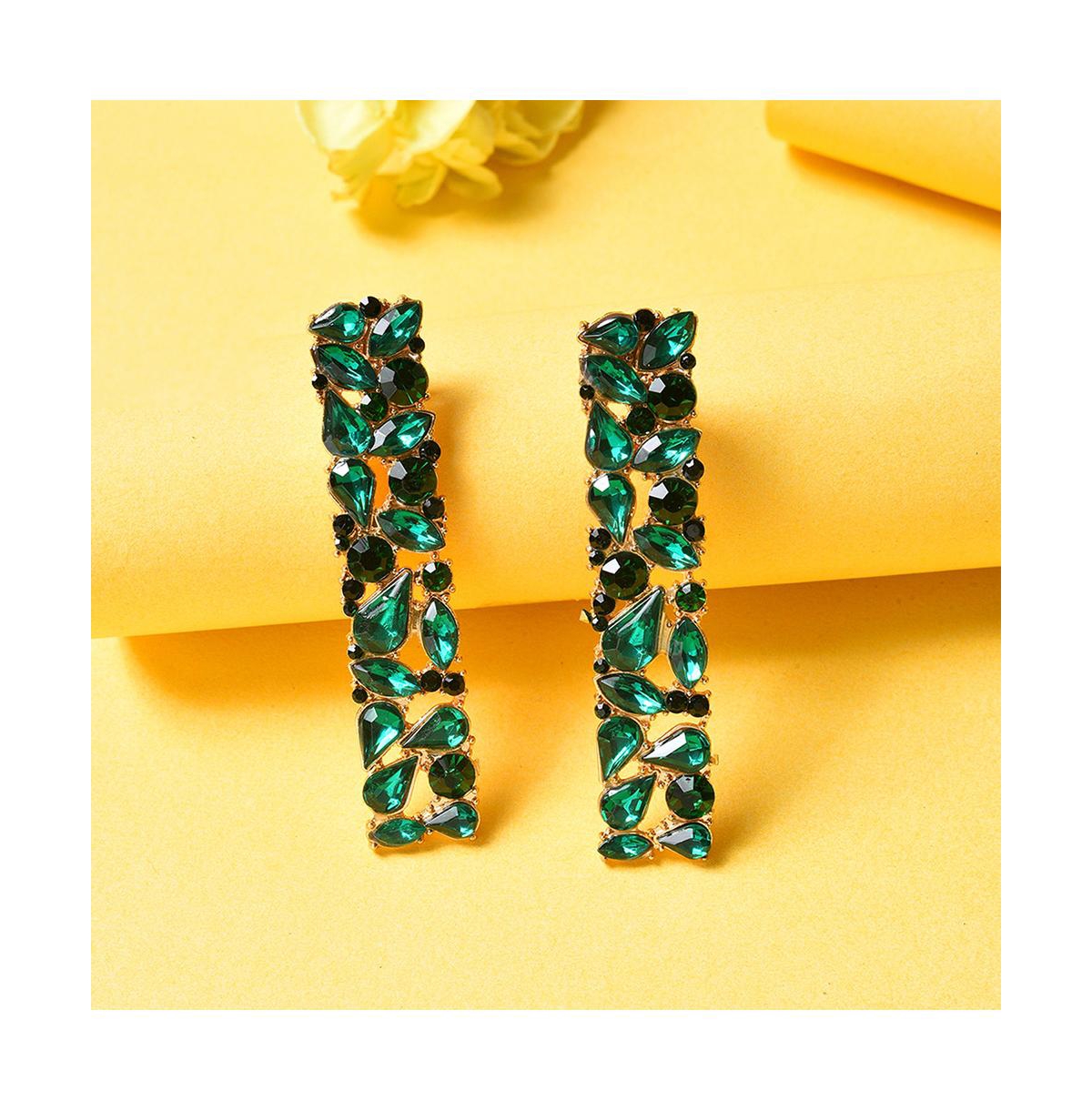 Sohi Women Green Color Gold Plated Designer Stone Drop Earring In Green