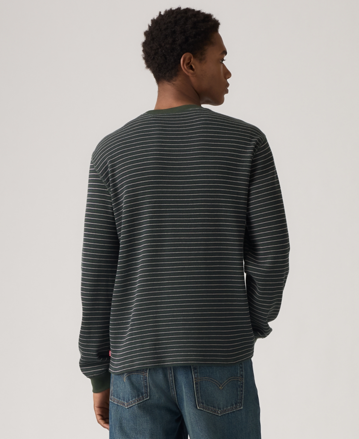 Levi's Men's Waffle Knit Thermal Long Sleeve T-shirt In Green
