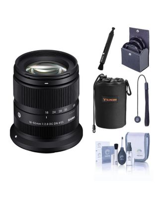 18-50mm f/2.8 DC DN Contemporary Lens for Canon RF, Bundle with 55mm Filter Kit, Soft Lens Pouch and Cleaning Kit