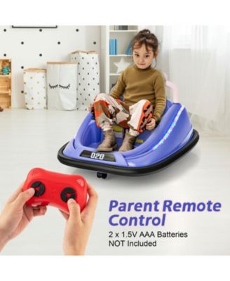 12V Kids Bumper Car Ride on Toy with Remote Control and 360 Degree Spin Rotation-Purple
