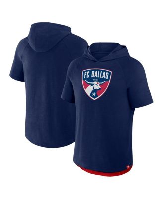 Fanatics - Men's Navy FC Dallas Hat Trick Stadium Slub Raglan Short Sleeve Pullover Hoodie