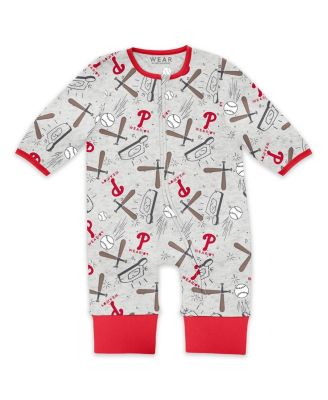 Baby Boys and Girls Heather Gray Philadelphia Phillies Sleep and Play Full-Zip Sleeper Bib Set