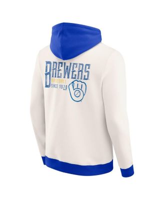 Men's Cream Milwaukee Brewers Polar Fleece Full-Zip Hoodie