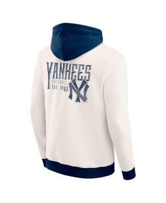 Men's Cream New York Yankees Polar Fleece Full-Zip Hoodie