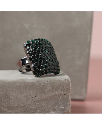Women's Green  Embellished Cluster Cocktail Ring