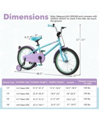 Kids Bike with Adjustable Handlebar and Saddle Purple-18 Inches
