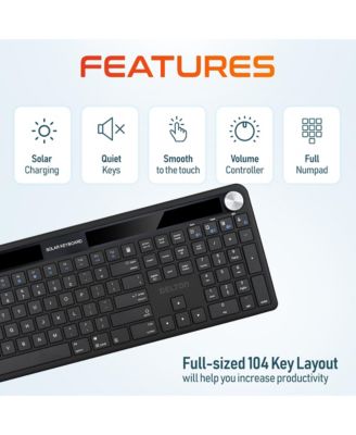 KB90 Wireless Solar (Light-Powered) Rechargeable Keyboard, No Batteries (DKBSLR90)