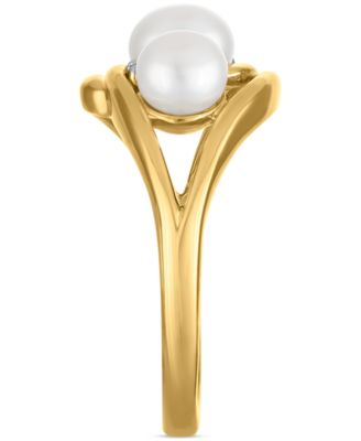 Cultured Freshwater Pearl and Cubic Zirconia Ring (2.77 ct. t.w.) in 14K Gold over Sterling Silver