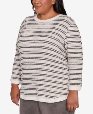 Plus Size Calm Luxe Eyelash Striped Knit Top