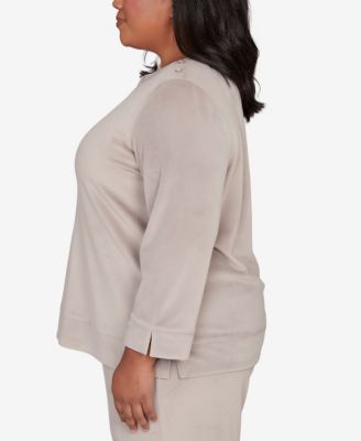 Plus Size Calm Luxe Shoulder Button Top