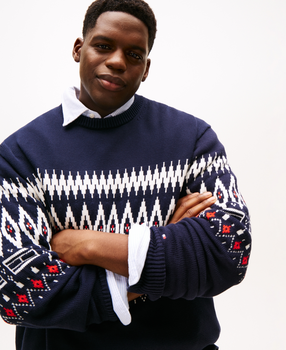 Tommy Hilfiger Men's Big and Tall Fair Isle Crewneck Sweater