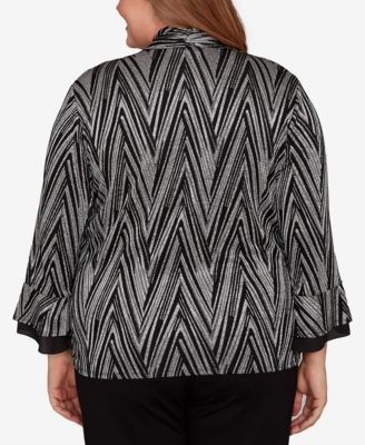 Plus Size Barcelona Metallic Chevron Two In One Top With Necklace