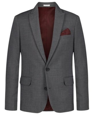 Boys' 8-20 Stretch Textured Windowpane Jacket