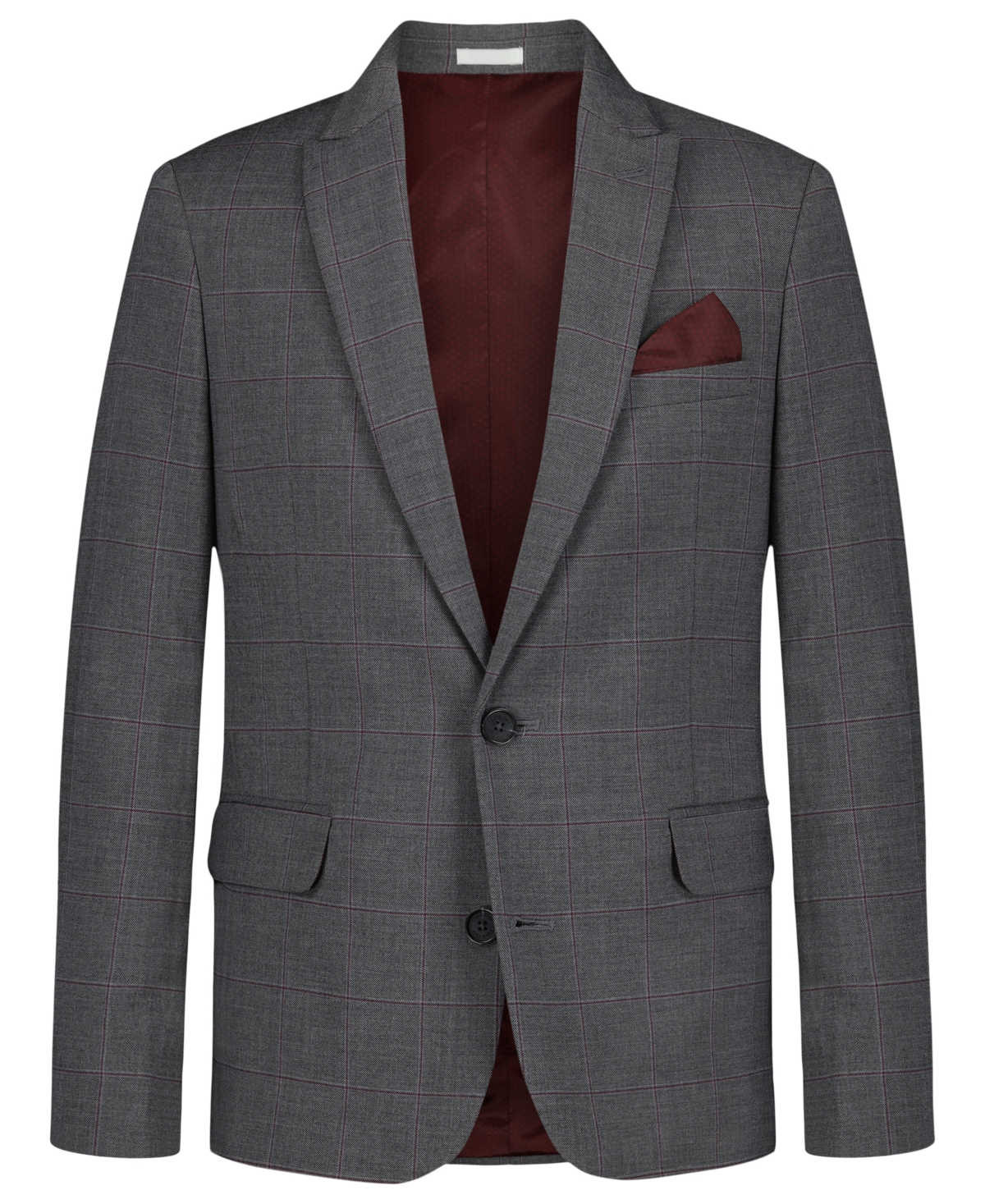 Calvin Klein Boys 8-20 Stretch Textured Windowpane Jacket