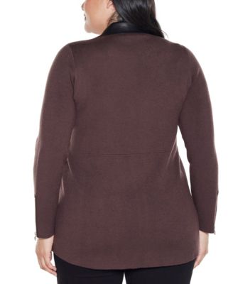Plus Size Black Label Collared Sweater Jacket