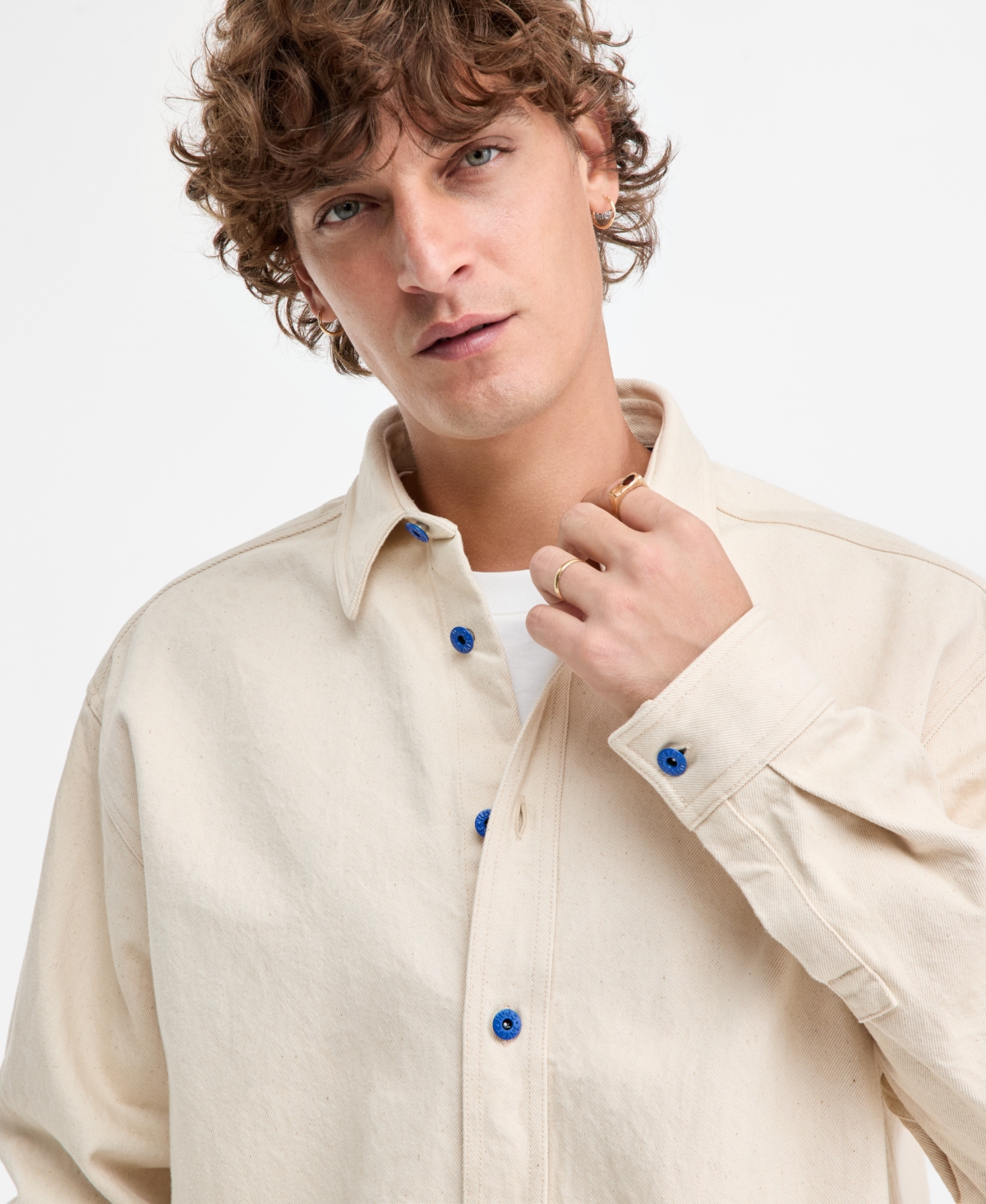 Hugo Boss Men's Cotton Ebino Button-Front Shirt Jacket