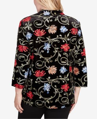 Petite Jet Setter Rich Velvet Floral 2 in 1 Collar Top