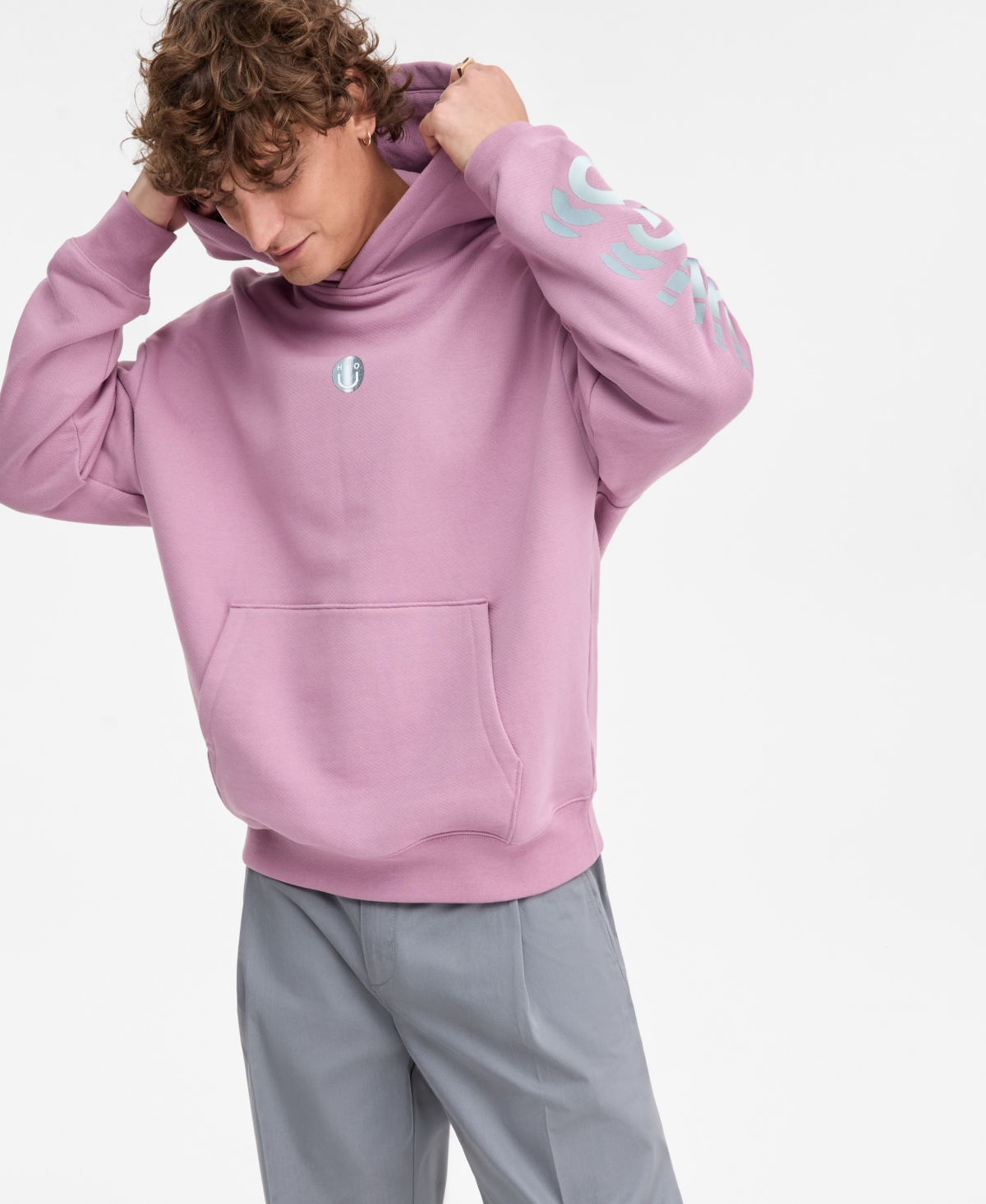 Hugo Boss Men's Niftyhood Logo Cotton French Terry Pullover Hoodie