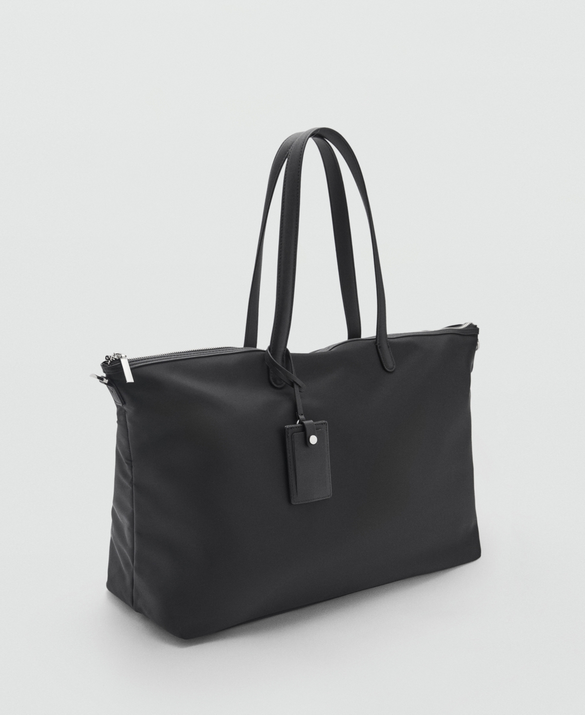Mango Women's Large Nylon Shopper Bag In Black
